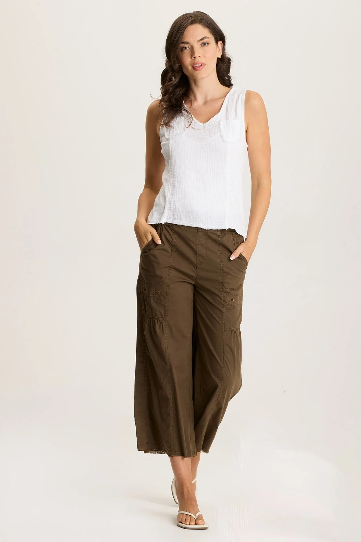 Kirkley Gauze/Jersey V-Neck Tank - Shopern