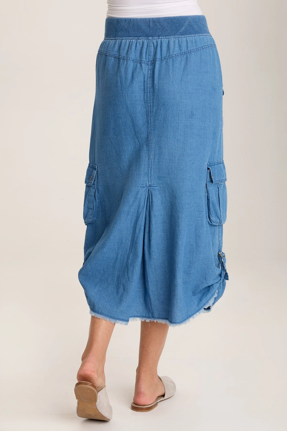 Chesney Mock-Denim Cargo Midi Skirt - Shopern