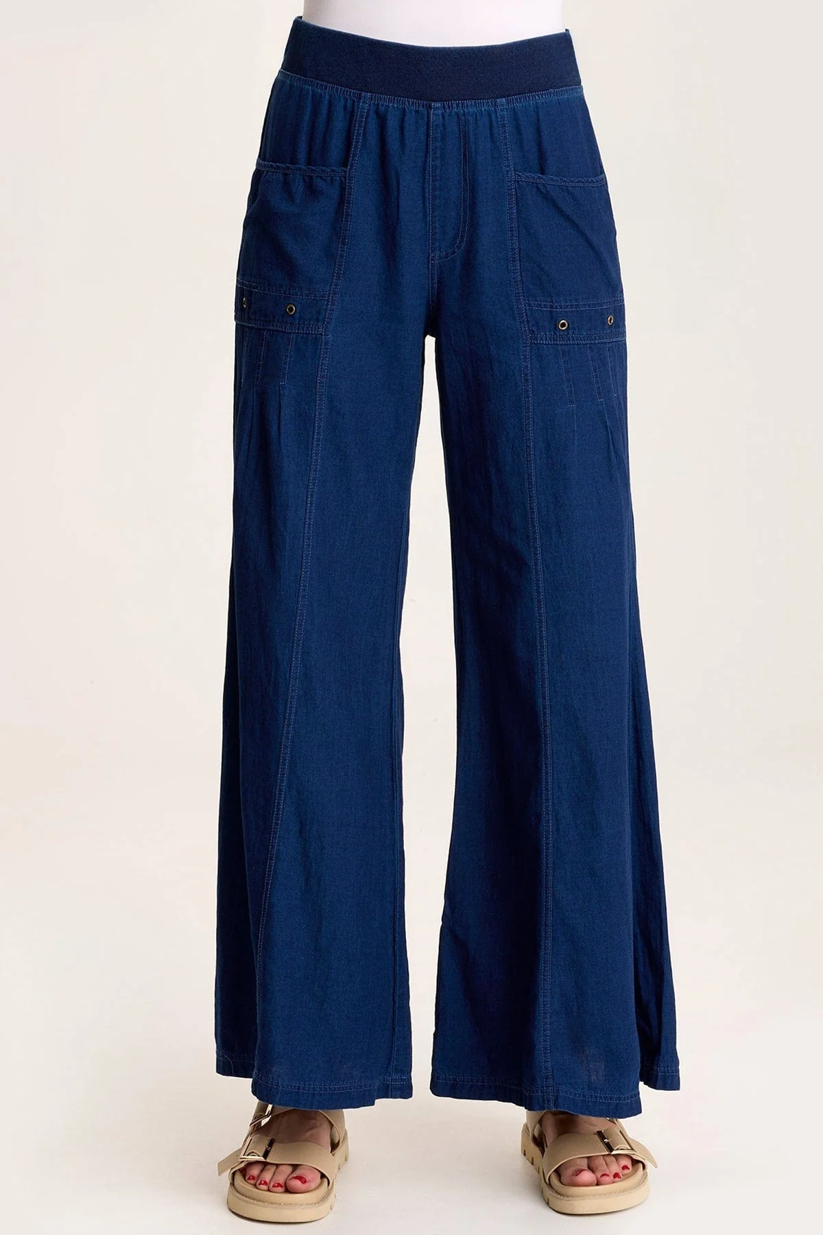 Florentine Mock-Denim Wide-Leg Pant - Shopern