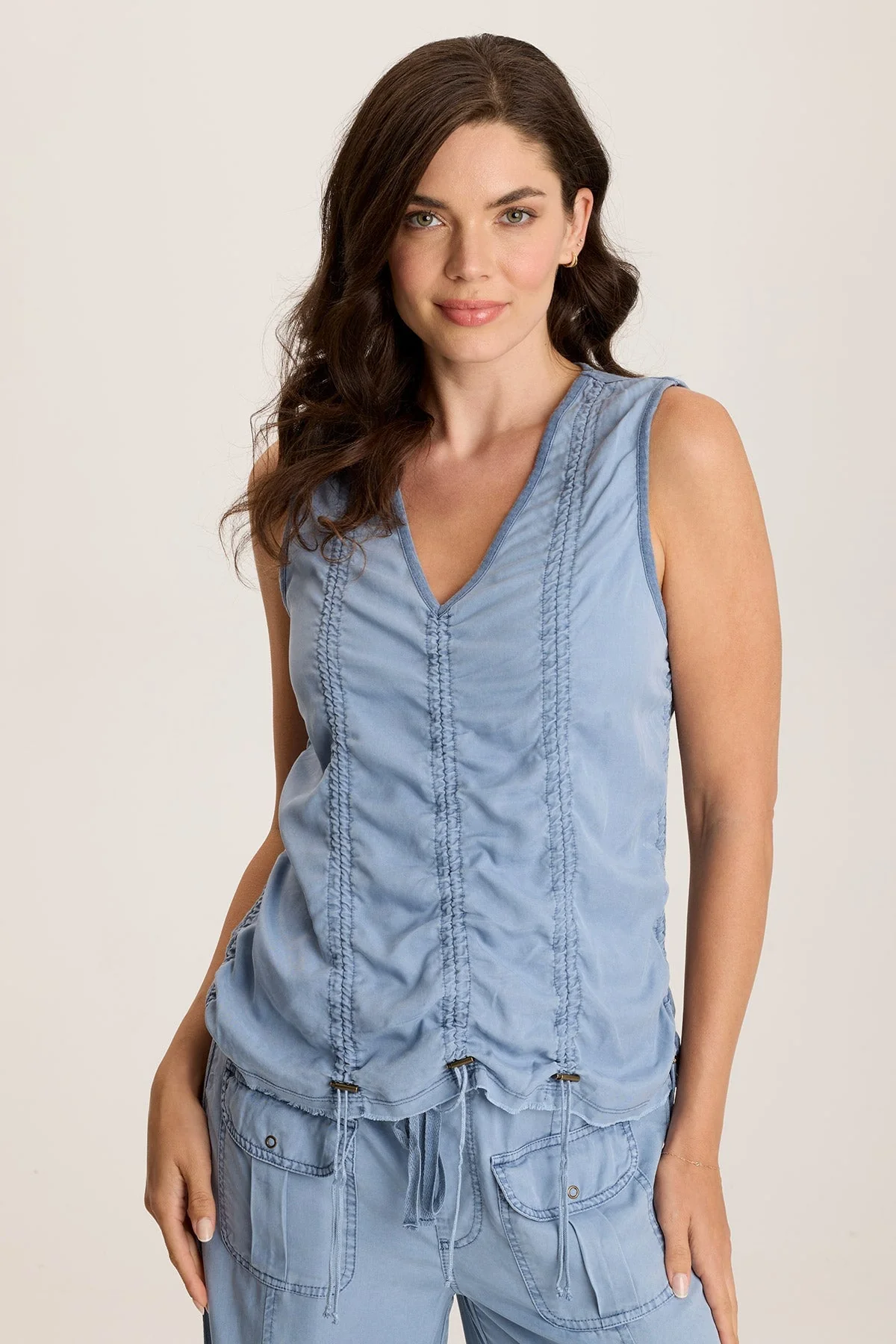 Mitzi Twill Cinched Cord Tank - Shopern