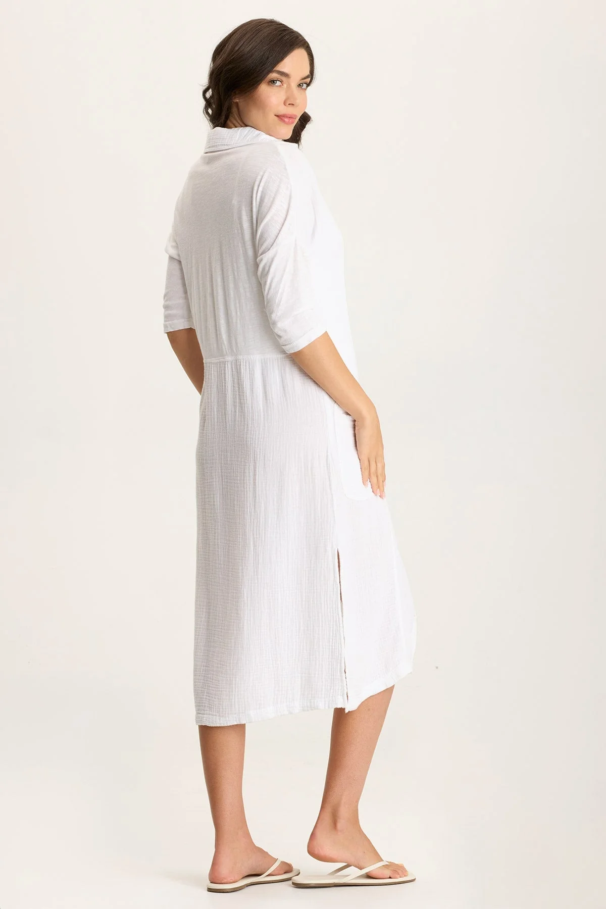 Hogue Gauze Duster Dress with Snap Front - Shopern