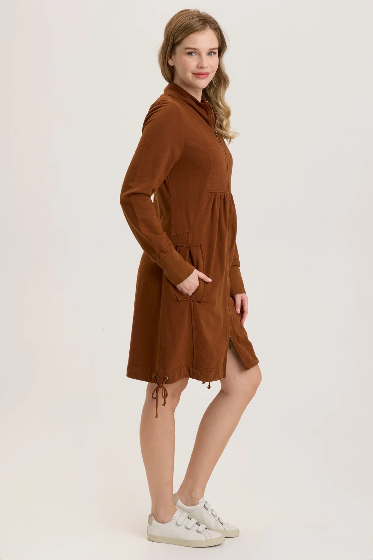 Fleece Funnel-Neck Longcoat - Shopern