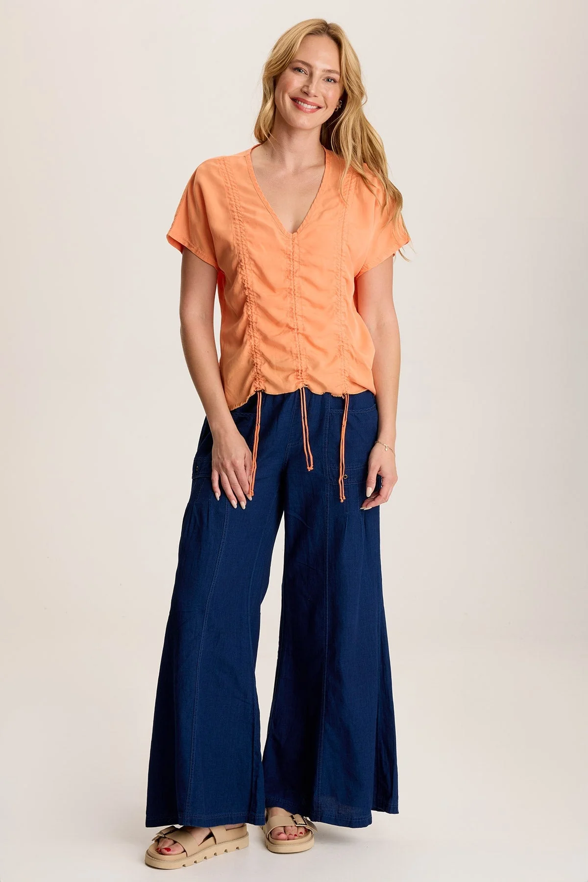 Florentine Mock-Denim Wide-Leg Pant - Shopern