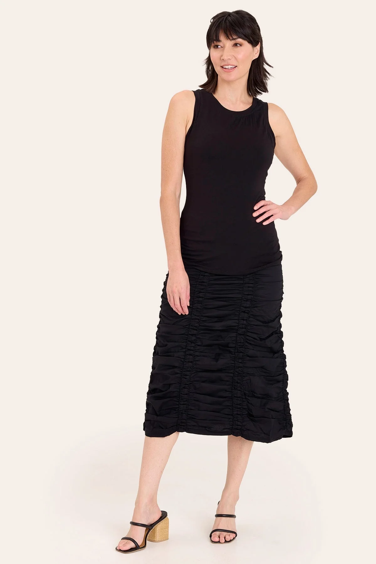 Double Shirred Panel Skirt - Shopern