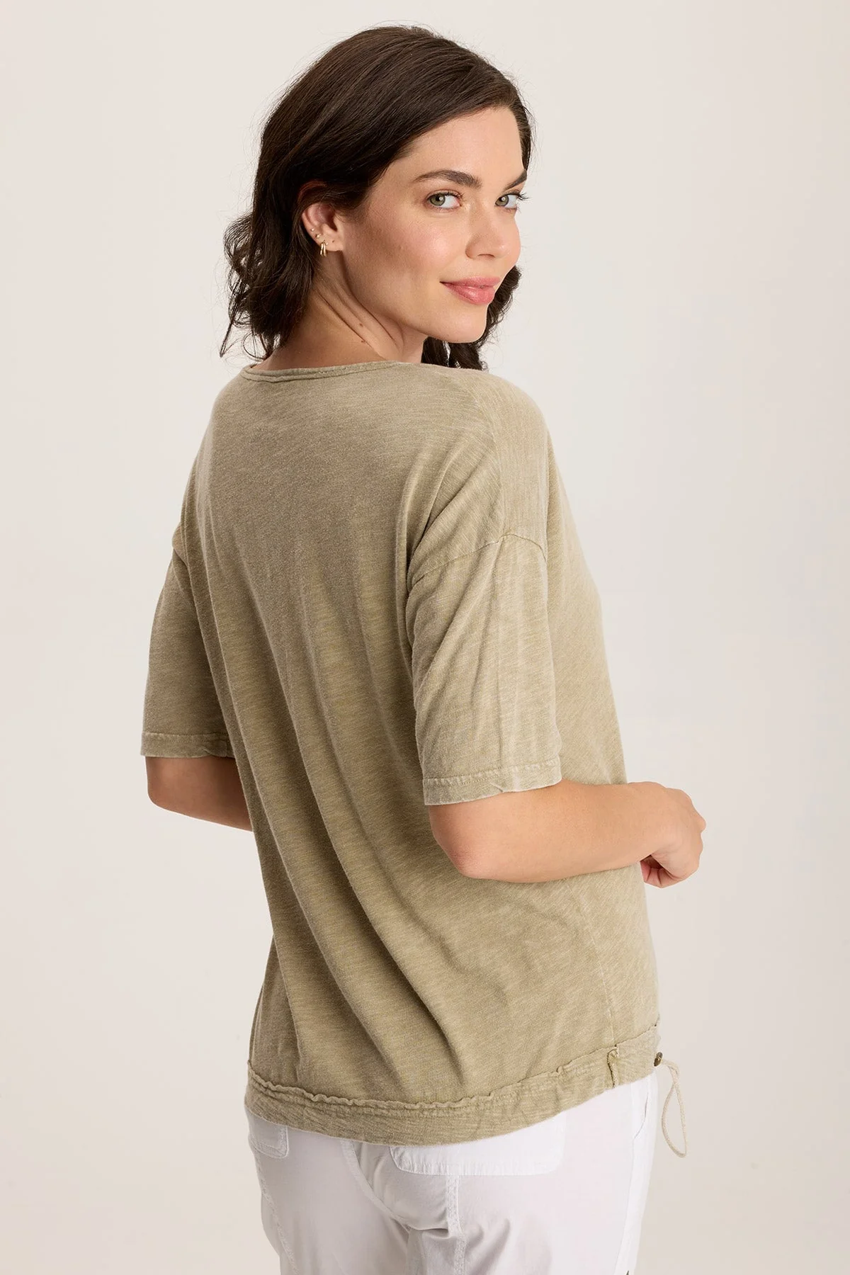 Rajni V-Neck Cinchable Hem Tee - Shopern