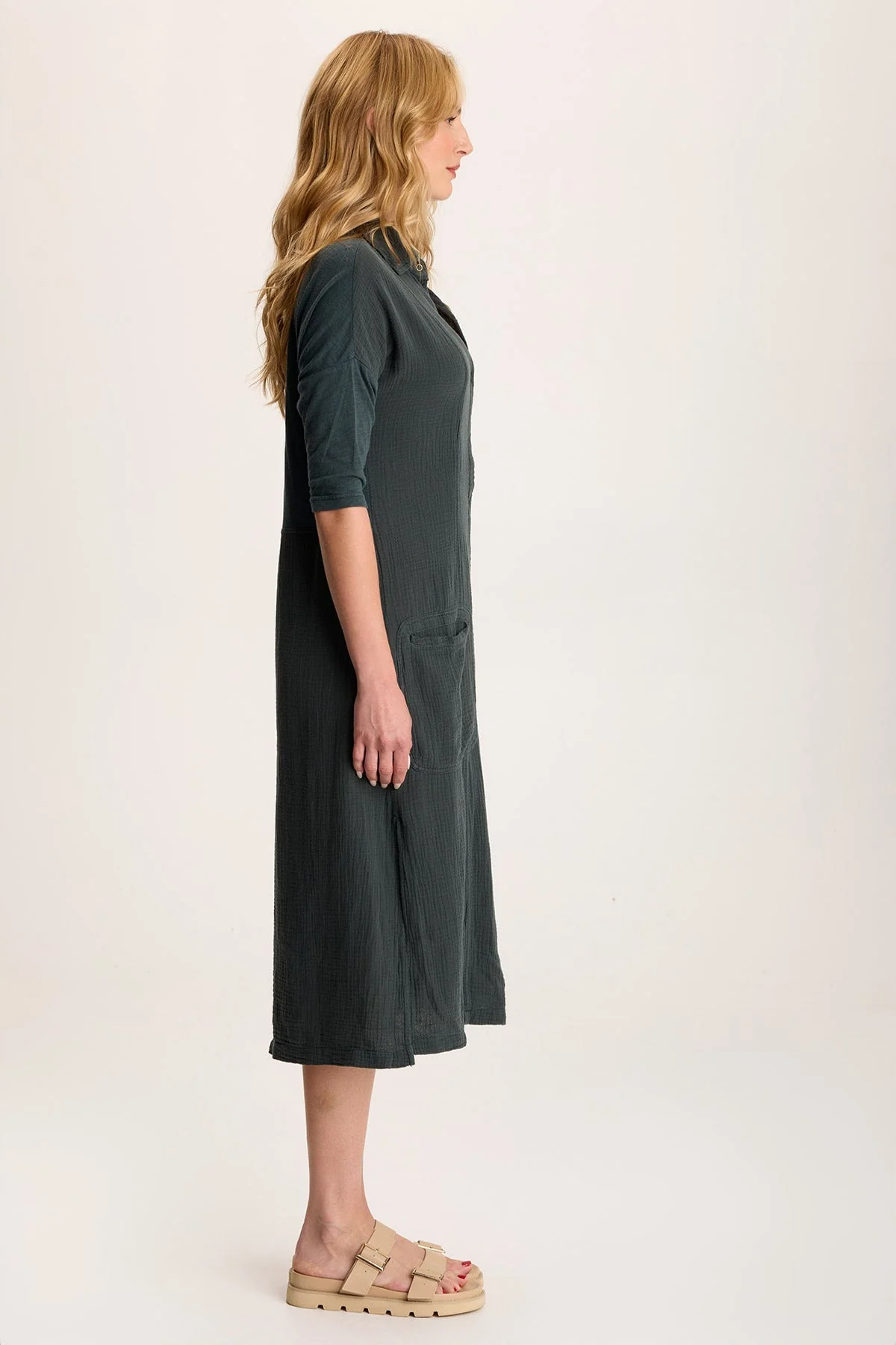 Hogue Gauze Duster Dress with Snap Front - Shopern