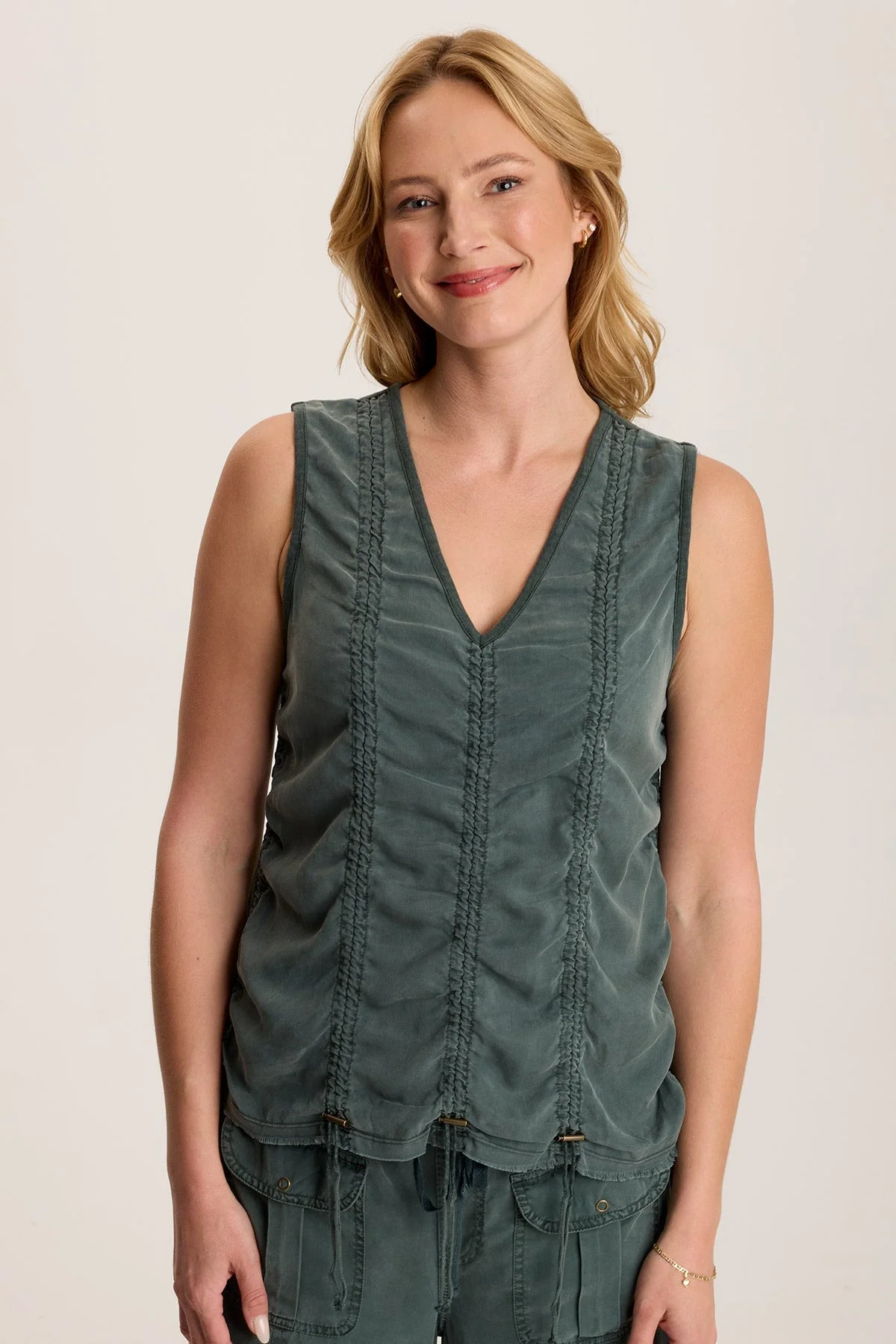 Mitzi Twill Cinched Cord Tank - Shopern