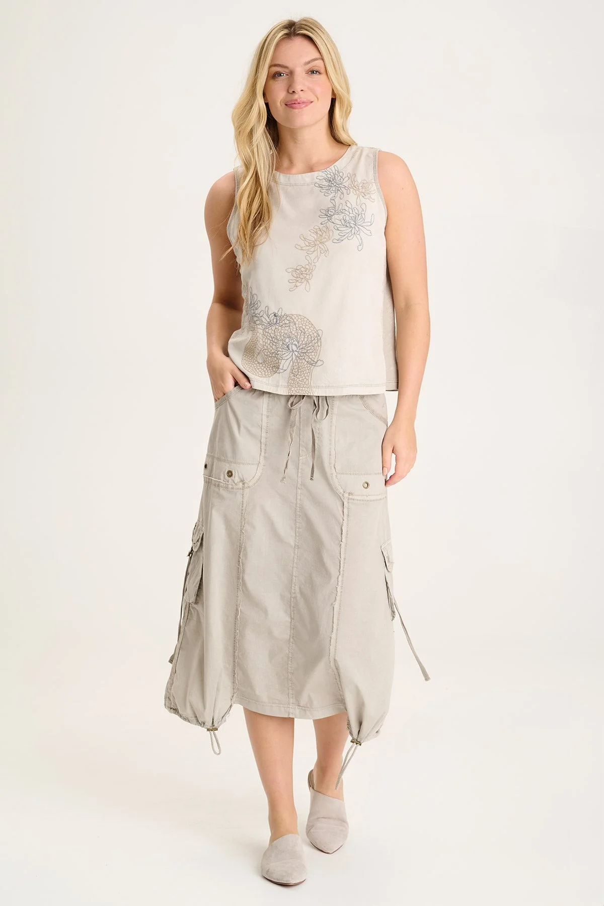 Castalina Poplin Cargo Midi Skirt - Shopern