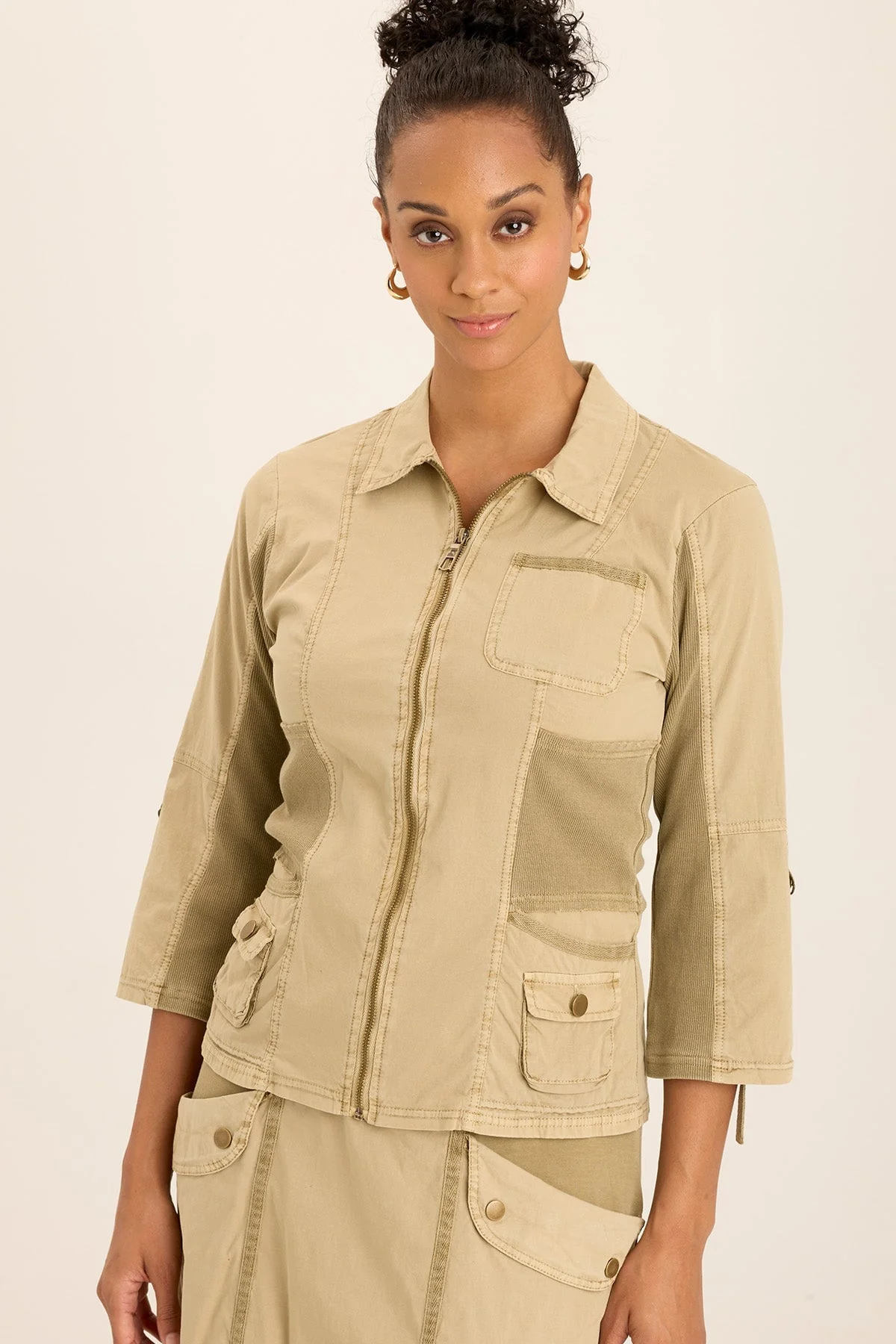 Wexel Poplin/Stretch Rib Fitted Cargo Jacket - Shopern