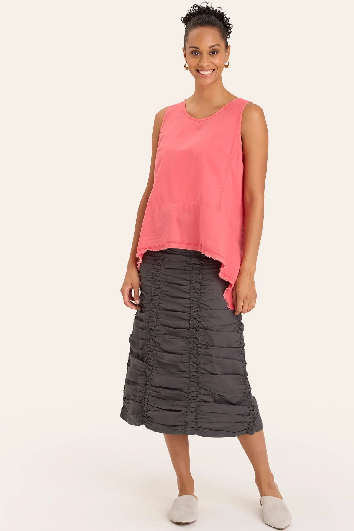 Double Shirred Panel Skirt - Shopern