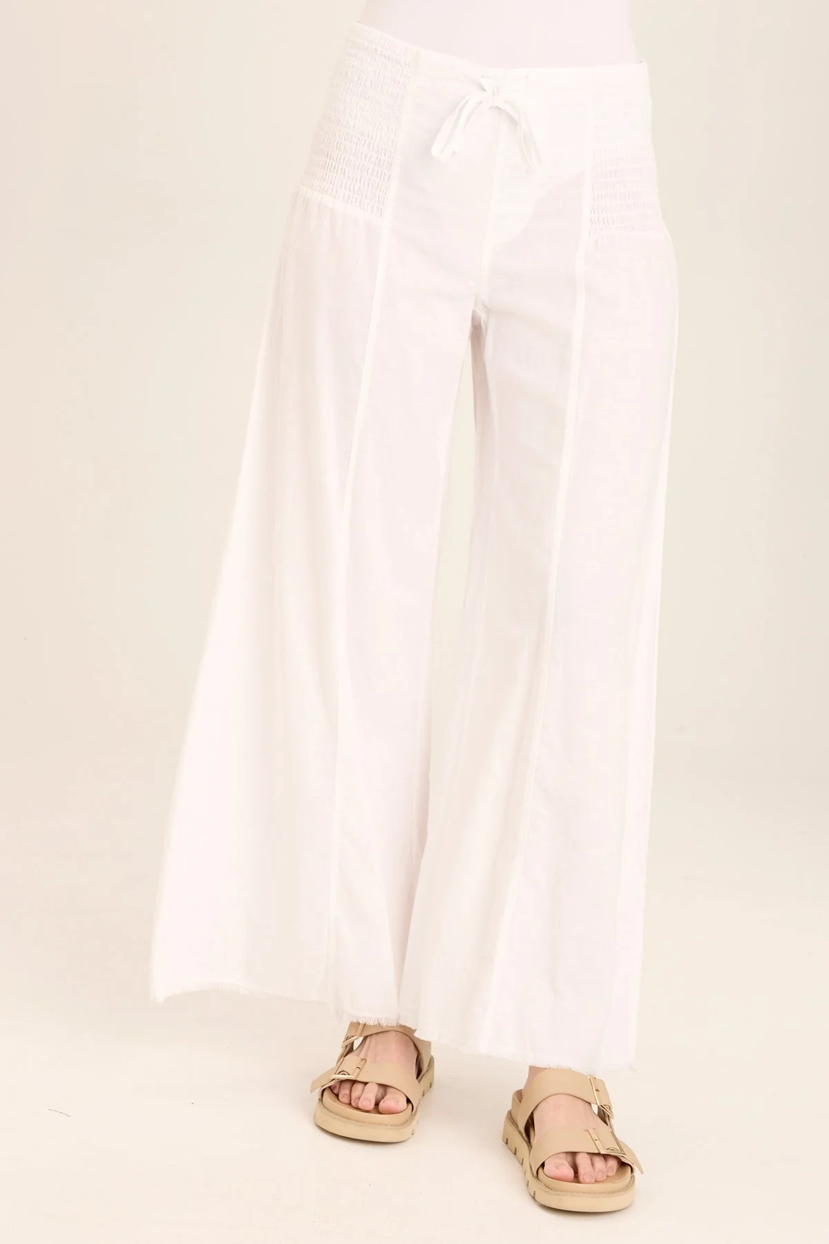 Kaj Wide Leg Cotton Linen Flare Pant - Shopern