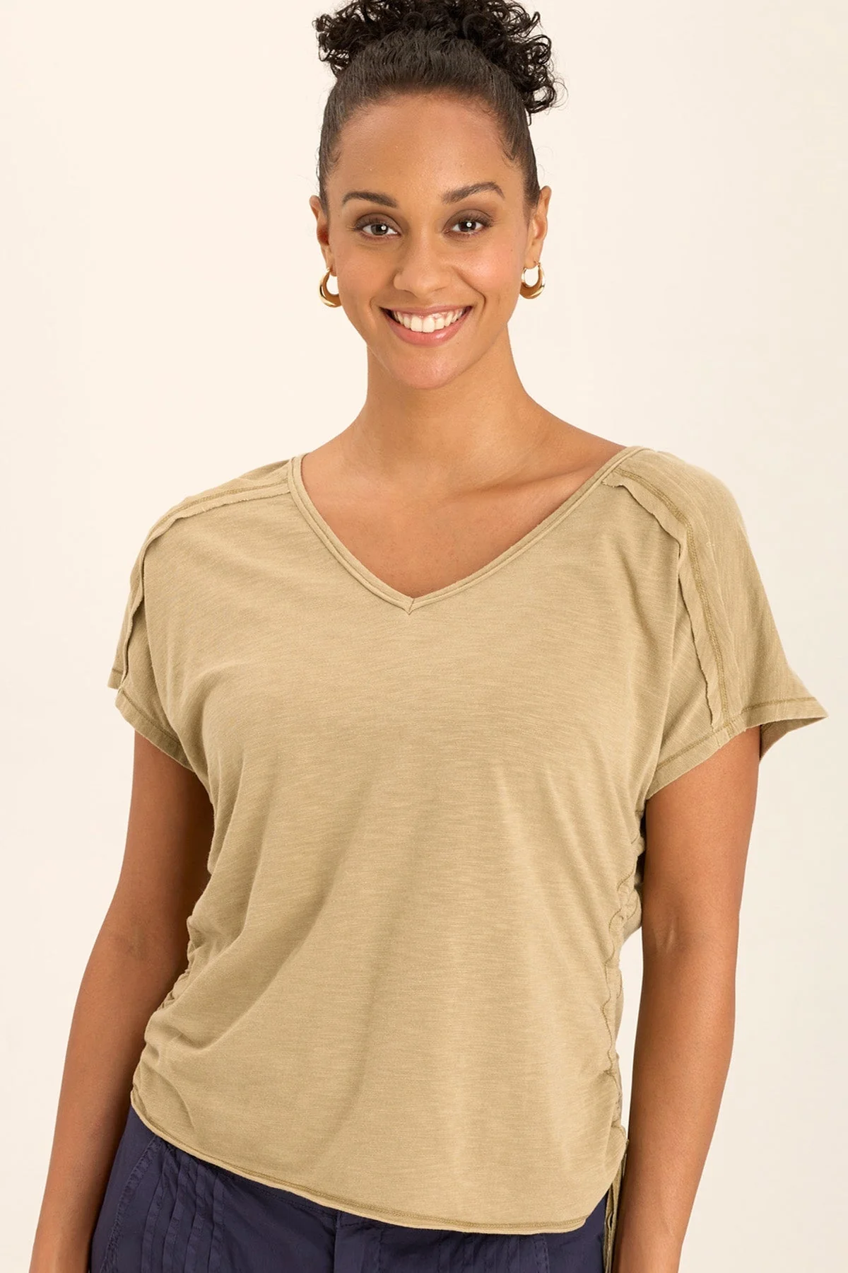 Diggory Cinched Cord V-Neck Jersey Tee - Shopern