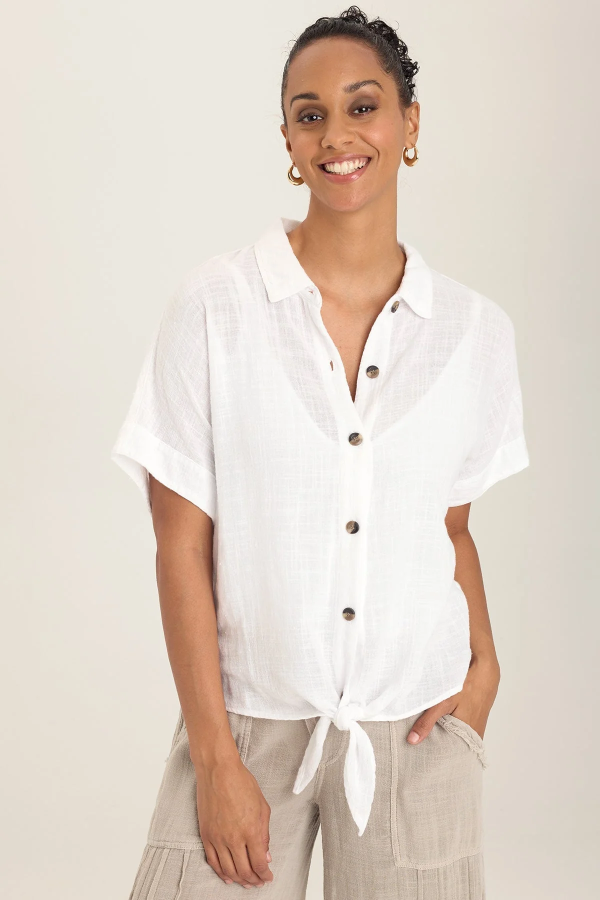 Gauze Teagan Tie Top - Shopern