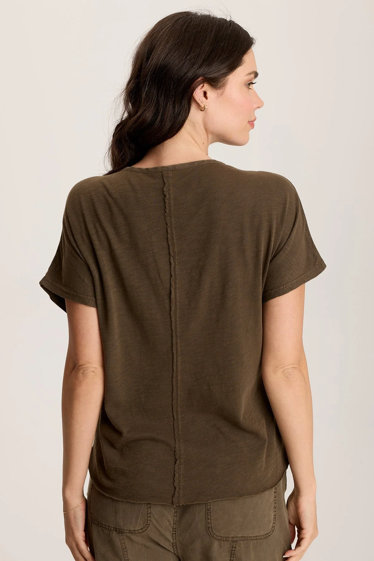 Werner Twill Ruched Cord Relaxed V-Neck Tee - Shopern