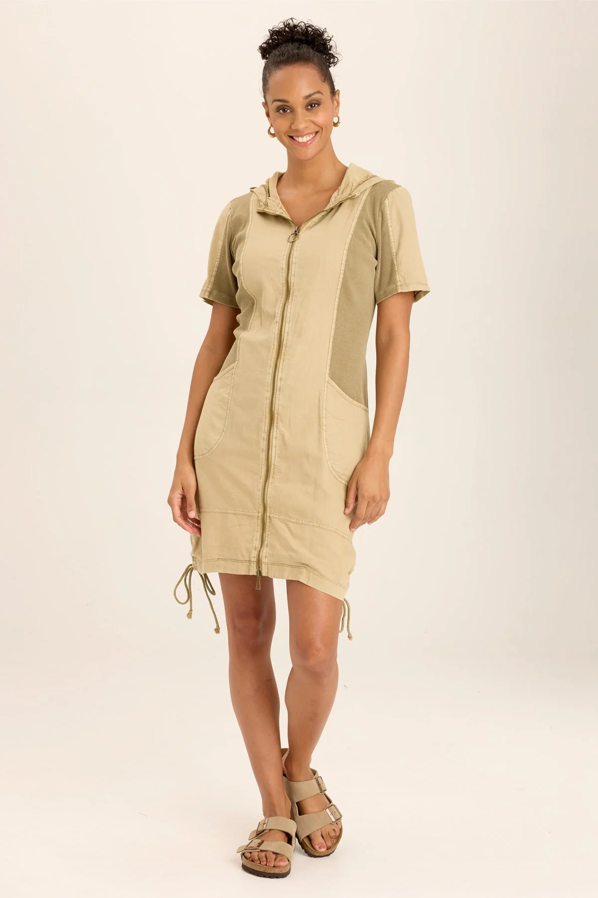 Lenchen Linen/Stretch Hooded Mini Jacket-Dress - Shopern