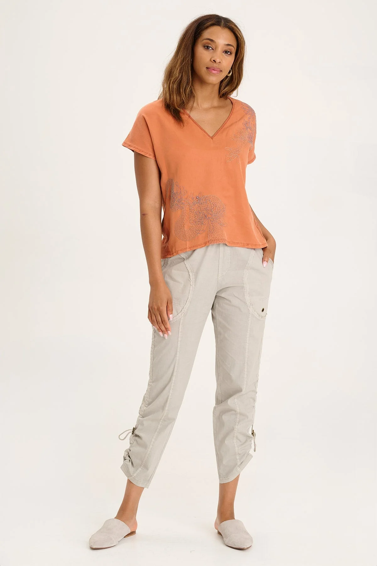 Otish Slim Poplin Crop - Shopern