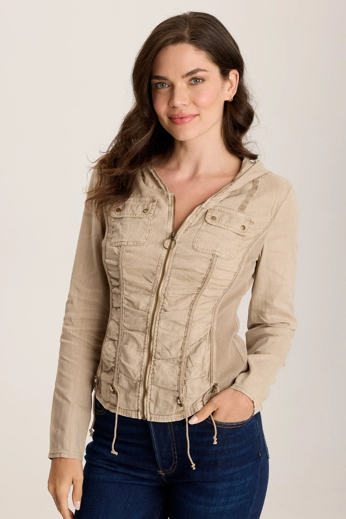 Balvino Linen Ruched Cord Jacket - Shopern