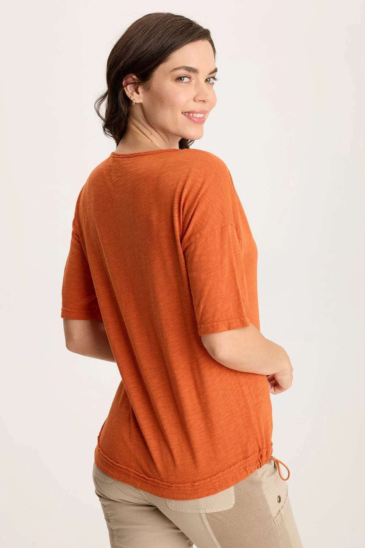 Rajni V-Neck Cinchable Hem Tee - Shopern