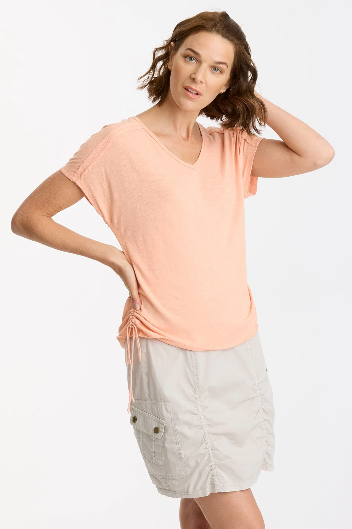 Diggory Cinched Cord V-Neck Jersey Tee - Shopern