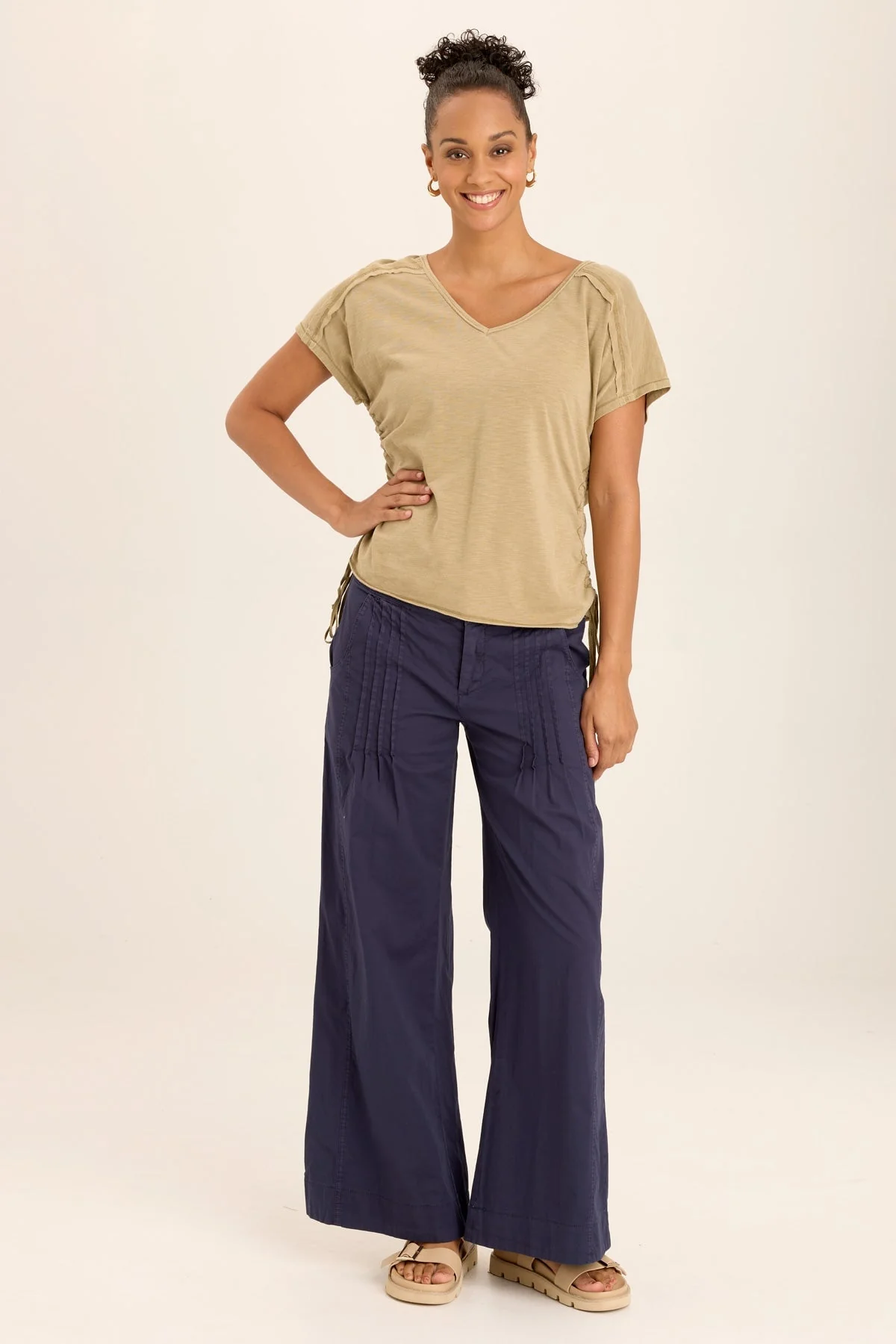 Diggory Cinched Cord V-Neck Jersey Tee - Shopern