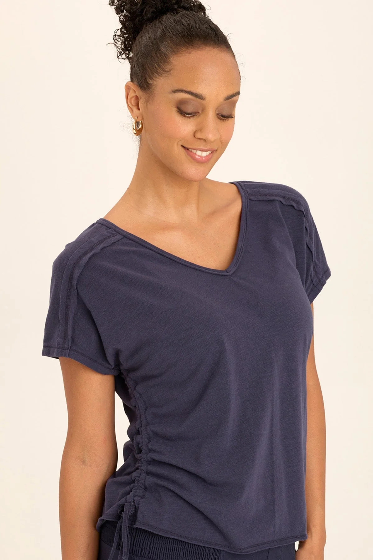 Diggory Cinched Cord V-Neck Jersey Tee - Shopern