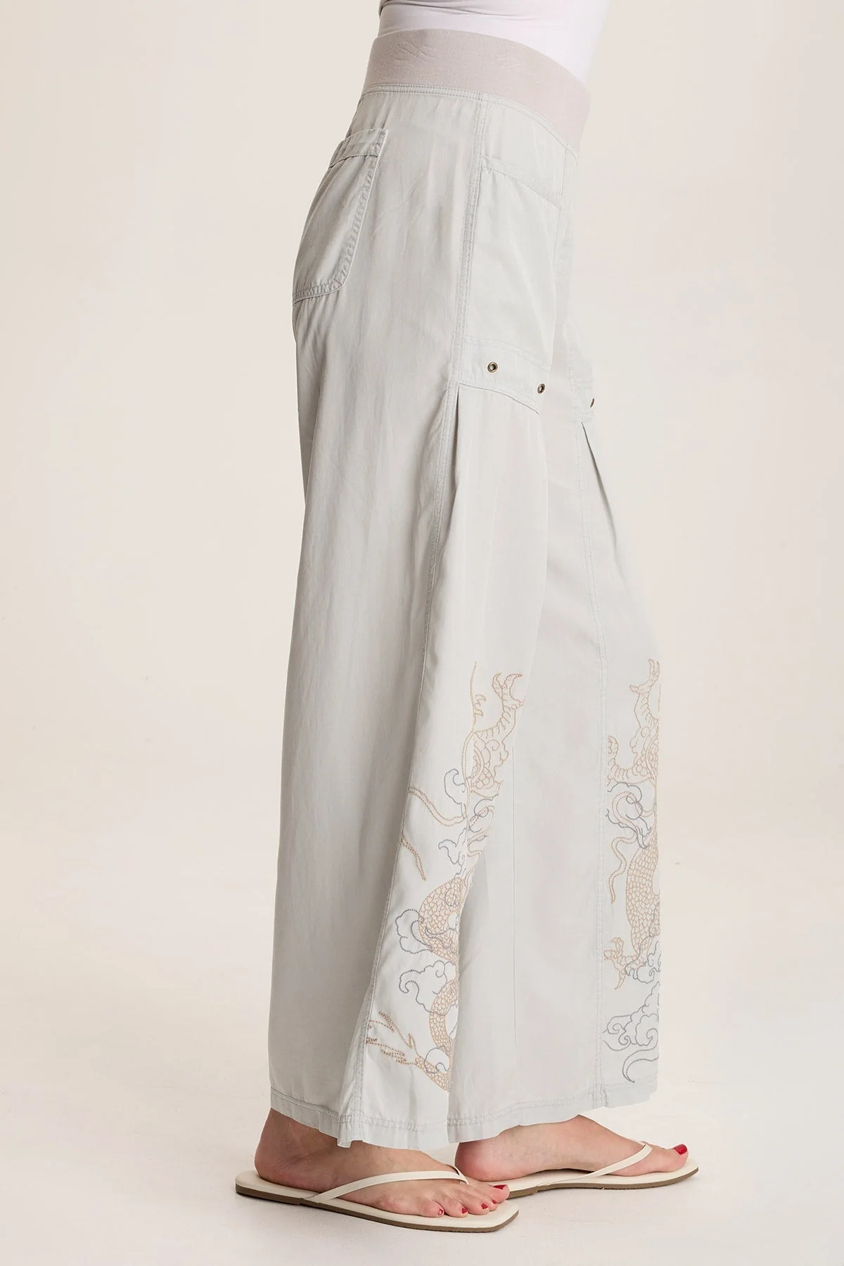 Phedora Twill Embroidered Wide Leg Pant - Shopern