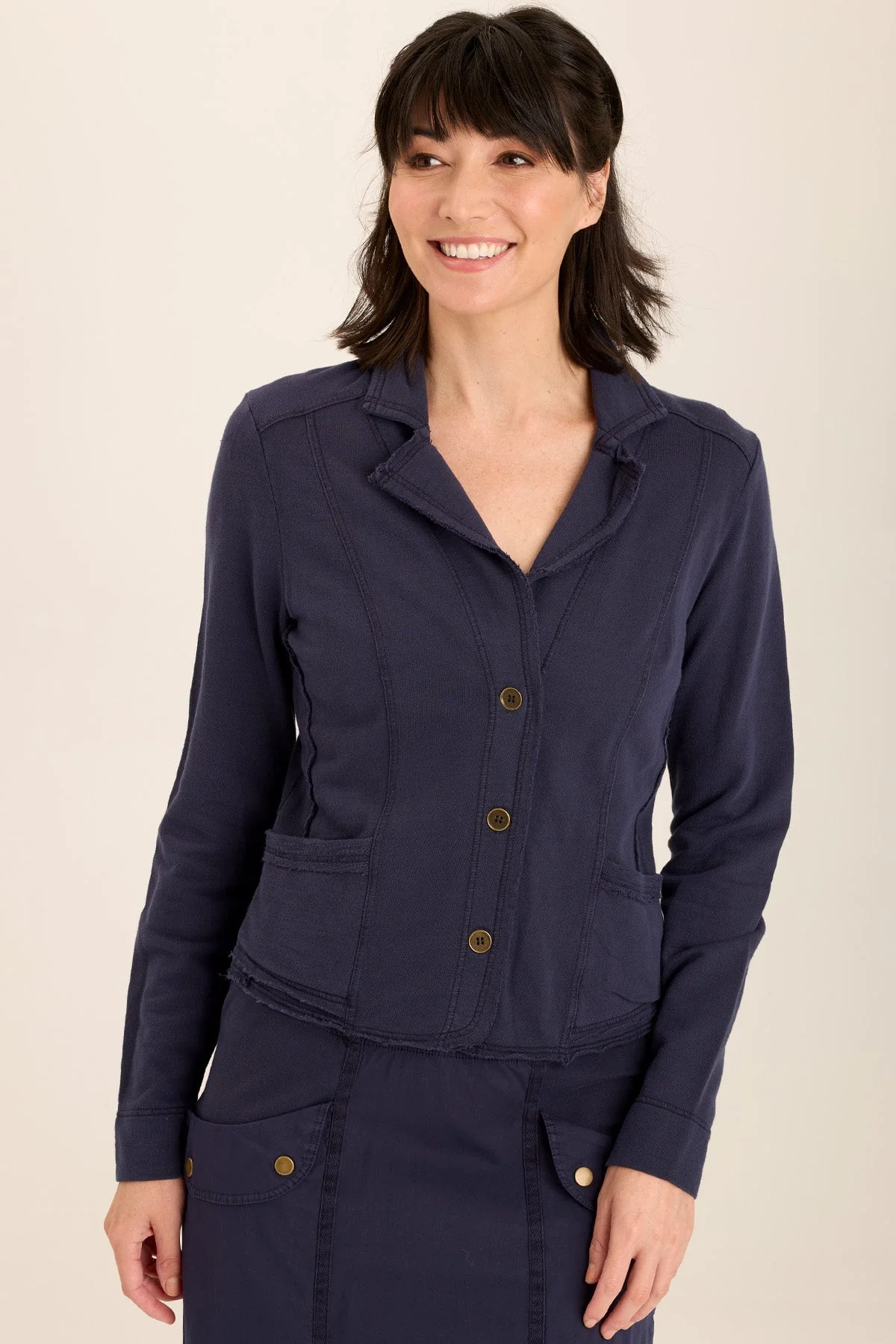 Damia Terry Three-Button Casual Blazer - Shopern