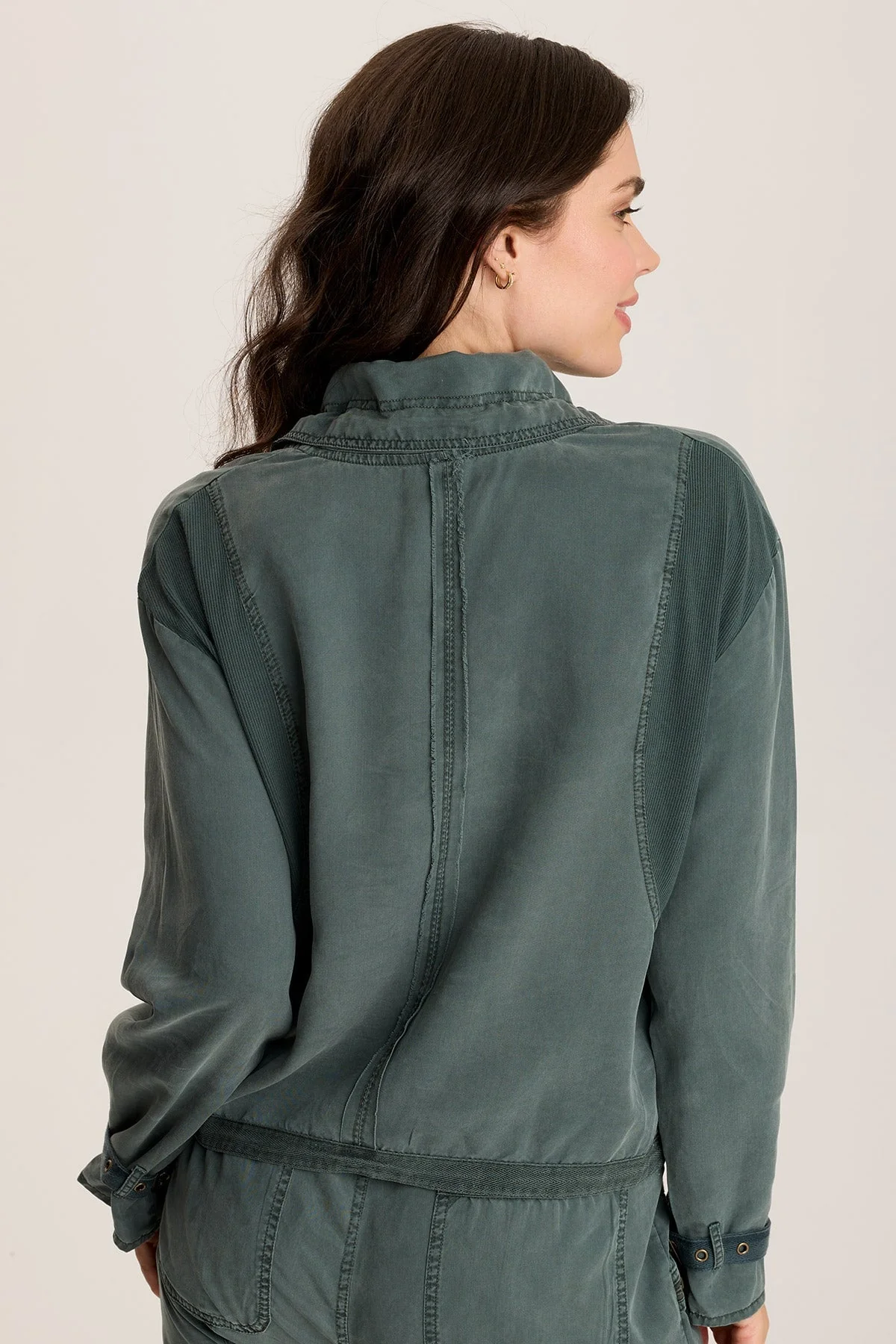 Oziel Twill Utility Jacket with Drawstring Collar - Shopern