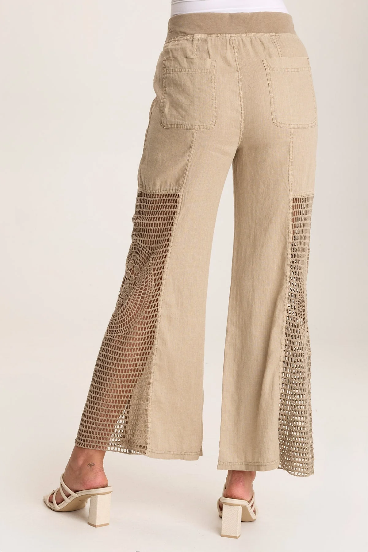 Tangent Linen/Crochet Wide Leg Pant - Shopern