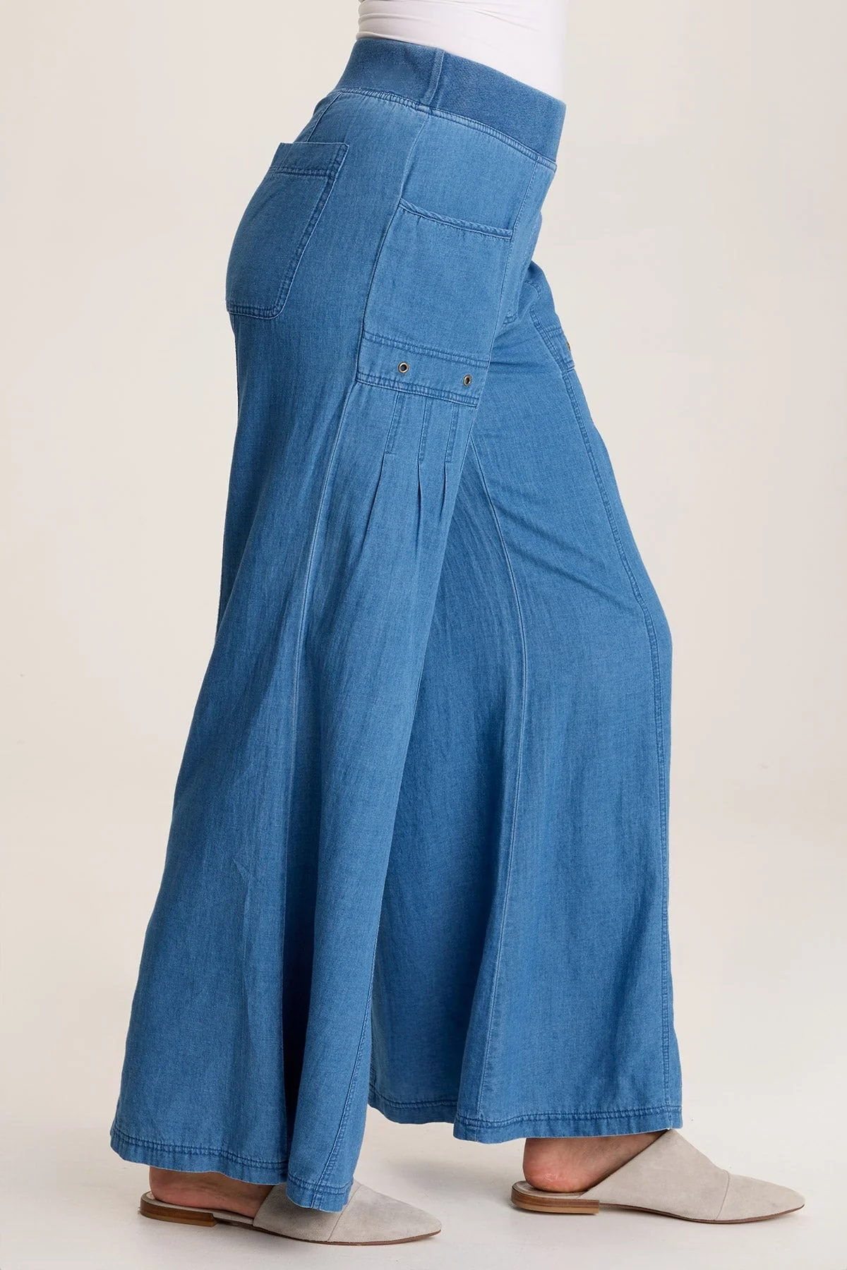 Florentine Mock-Denim Wide-Leg Pant - Shopern