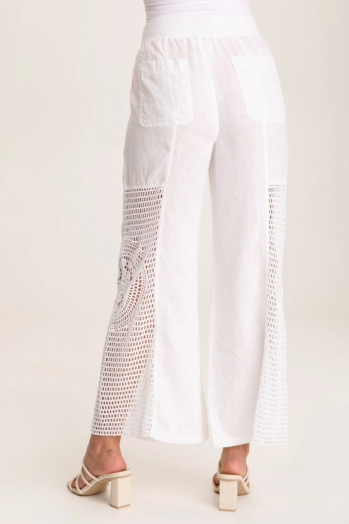 Tangent Linen/Crochet Wide Leg Pant - Shopern