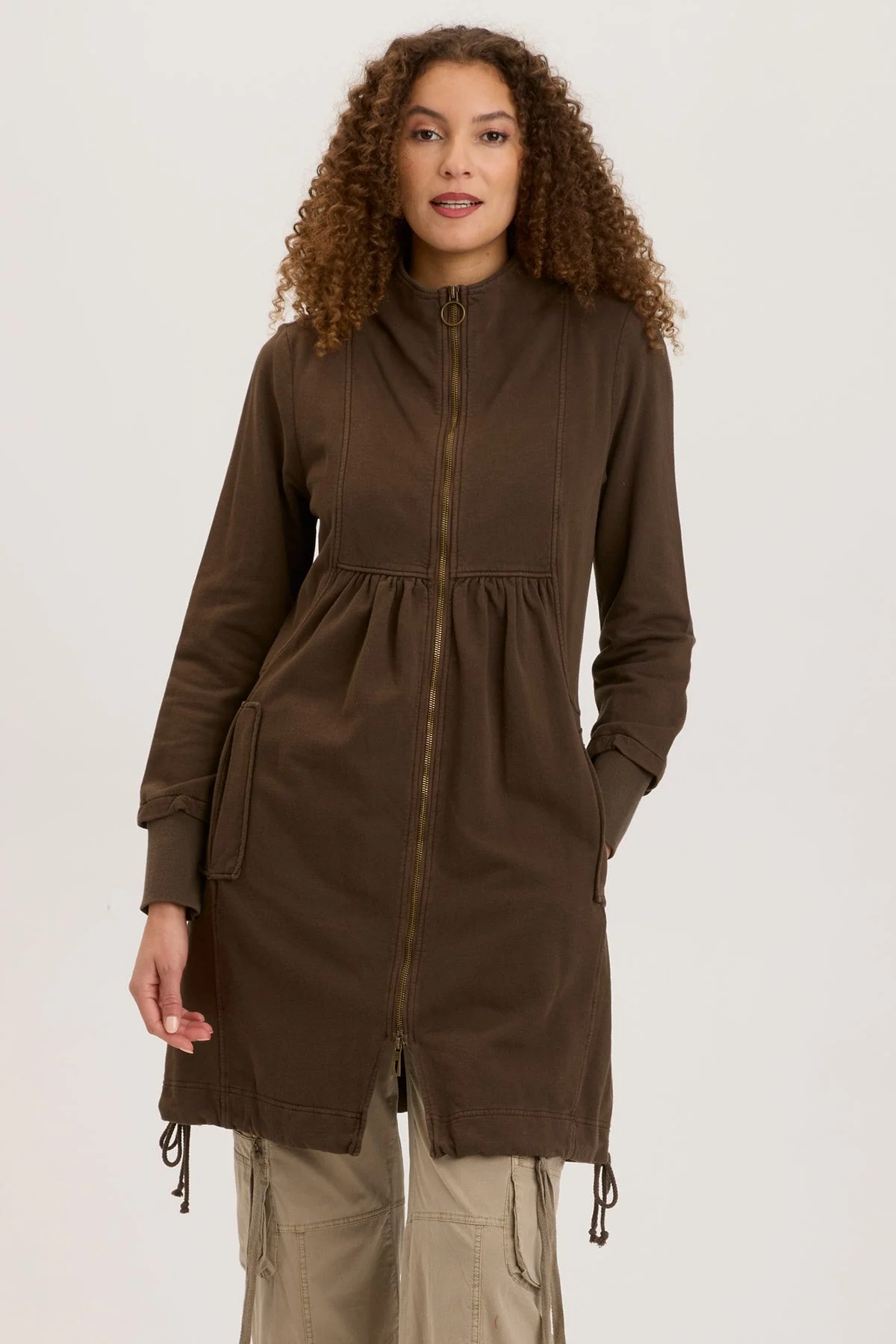 Fleece Funnel-Neck Longcoat - Shopern