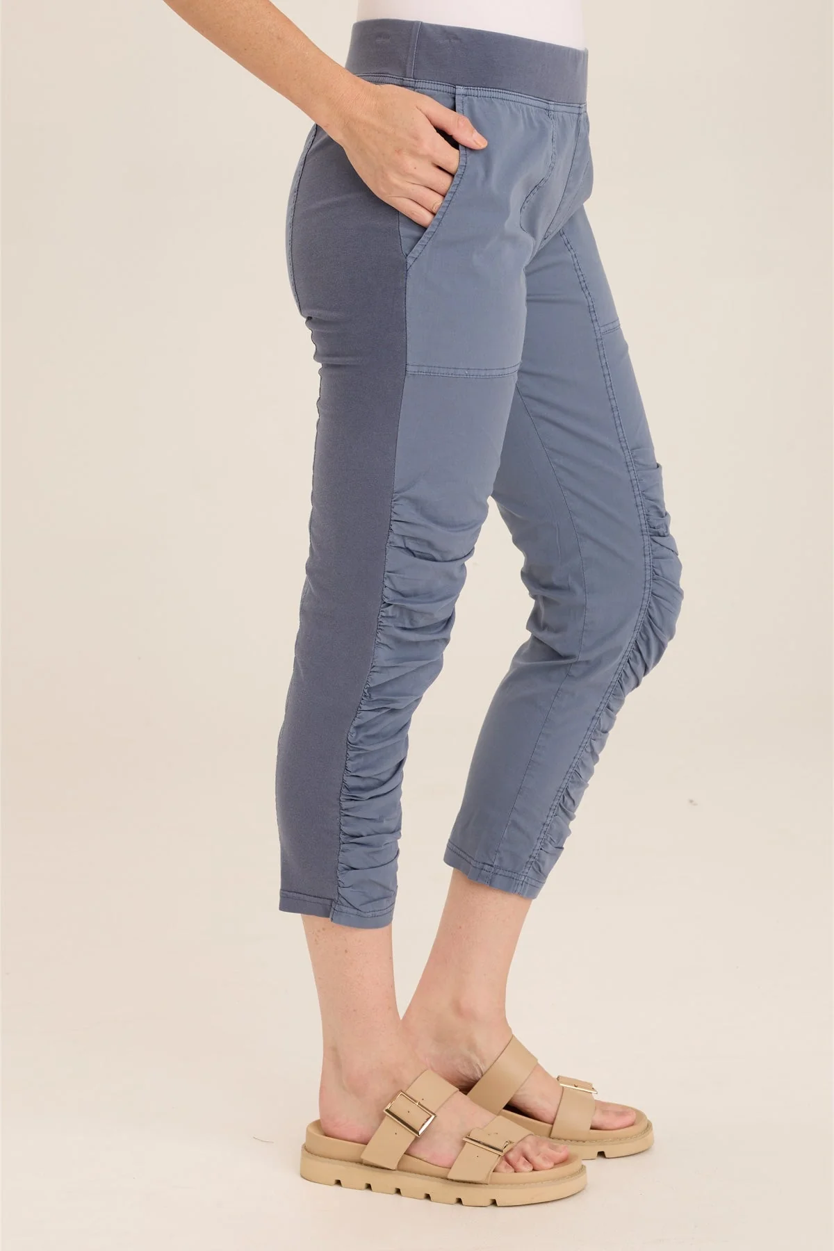 Geyser Pull-On Poplin/Jersey Ruched Crop - Shopern