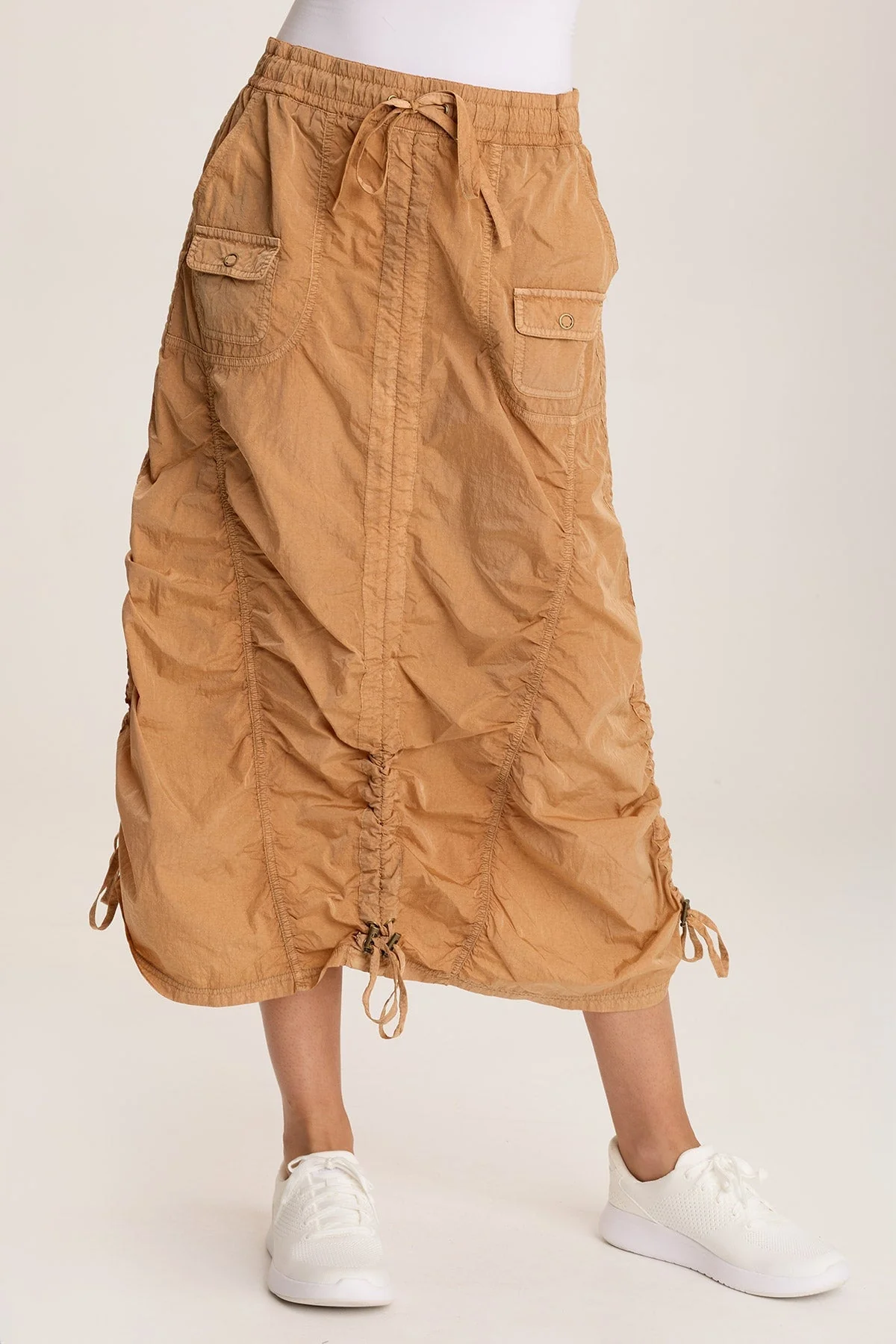 Zeno Ruched Sporty Cargo Midi Skirt - Shopern