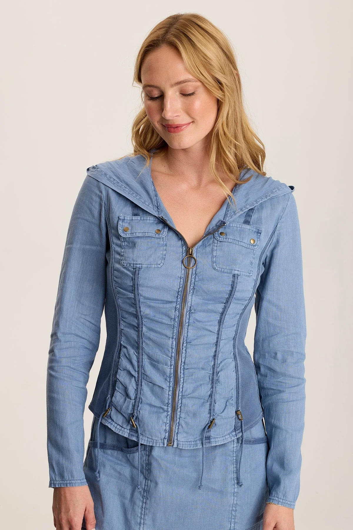 Balvino Linen Ruched Cord Jacket - Shopern