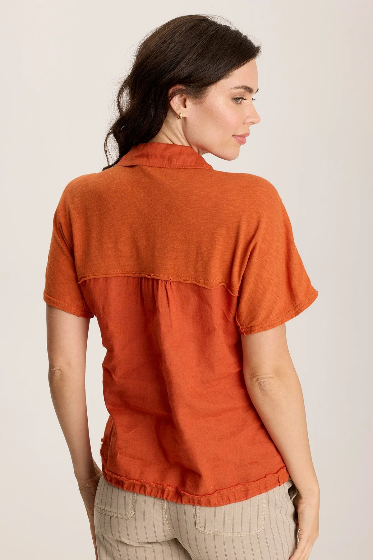 Inola Linen Cinched Button-Up Top - Shopern