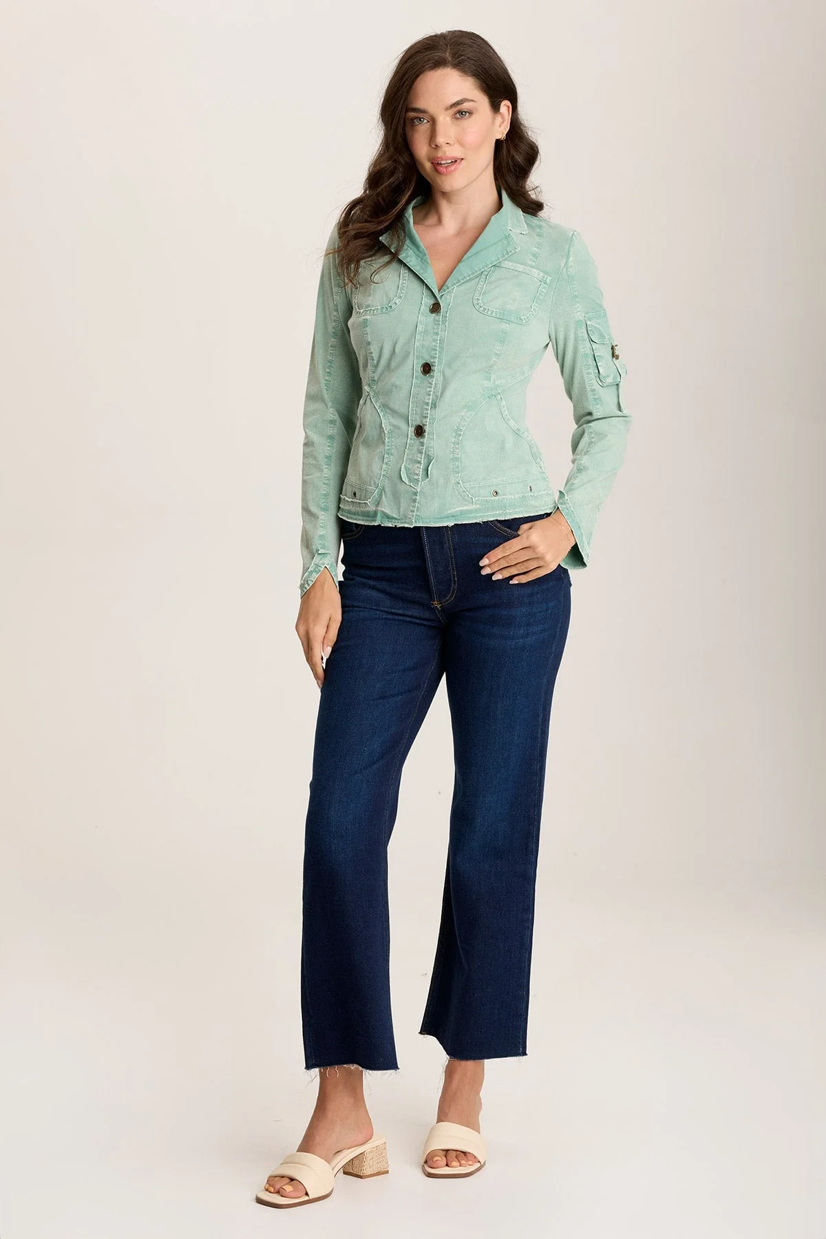 Munir Three-Button Jacket with Lapel Collar - Shopern