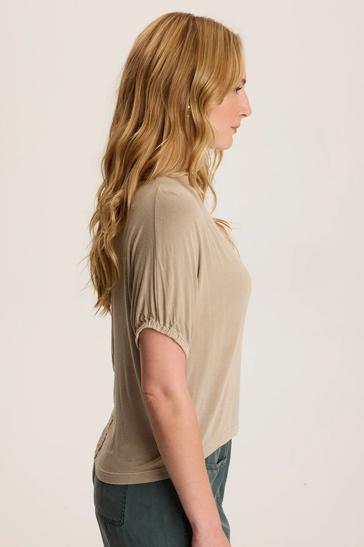 Valensi Soft Jersey Banded Sleeve Tee - Shopern