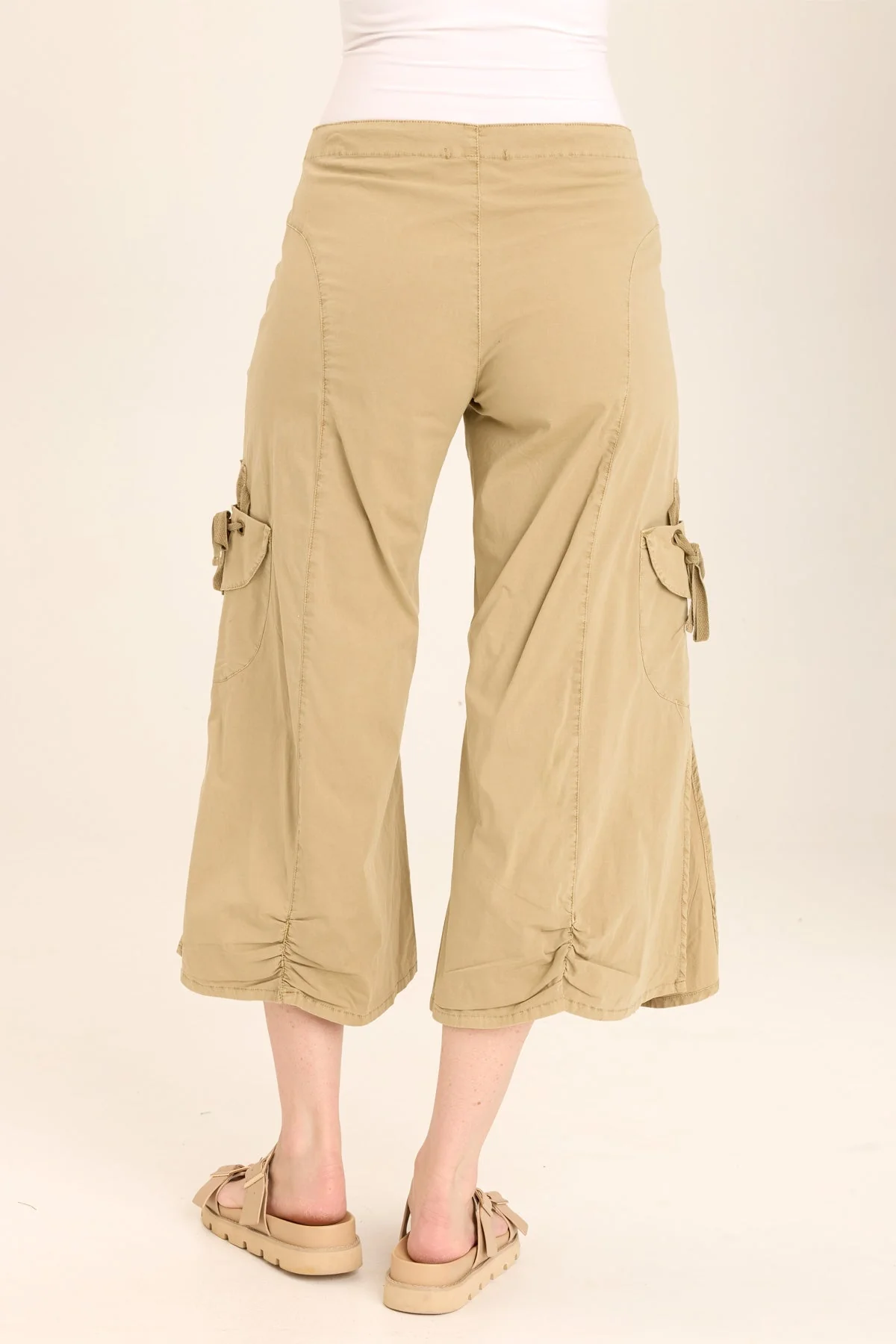 Split Wide-Leg Cargo Gaucho Crop - Shopern