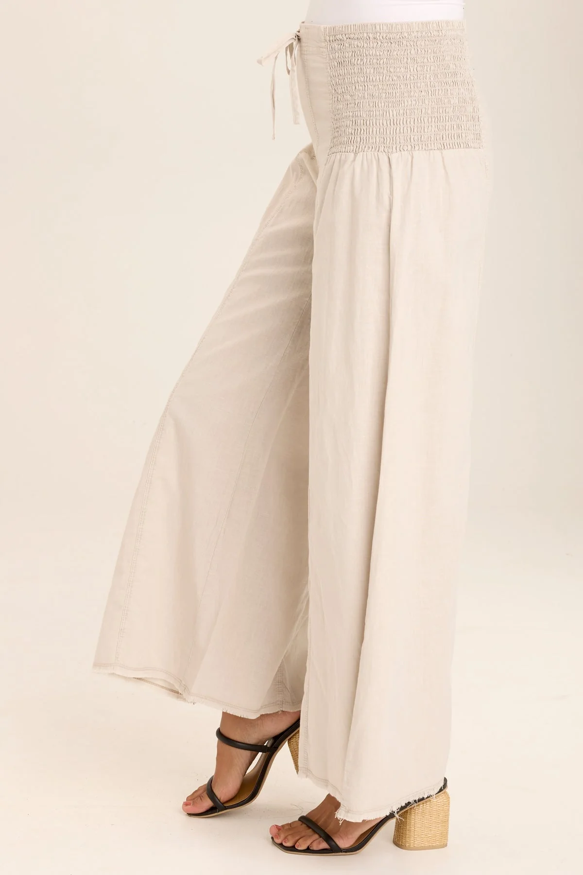 Kaj Wide Leg Cotton Linen Flare Pant - Shopern