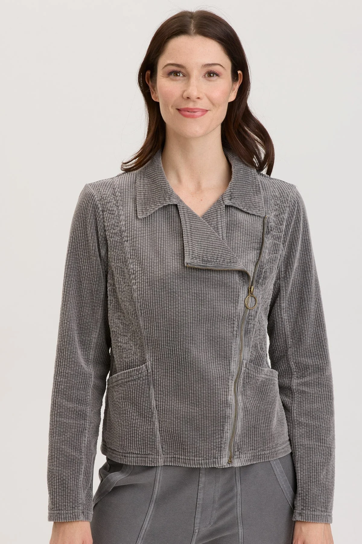 Voni Embroidered Moto Jacket - Shopern