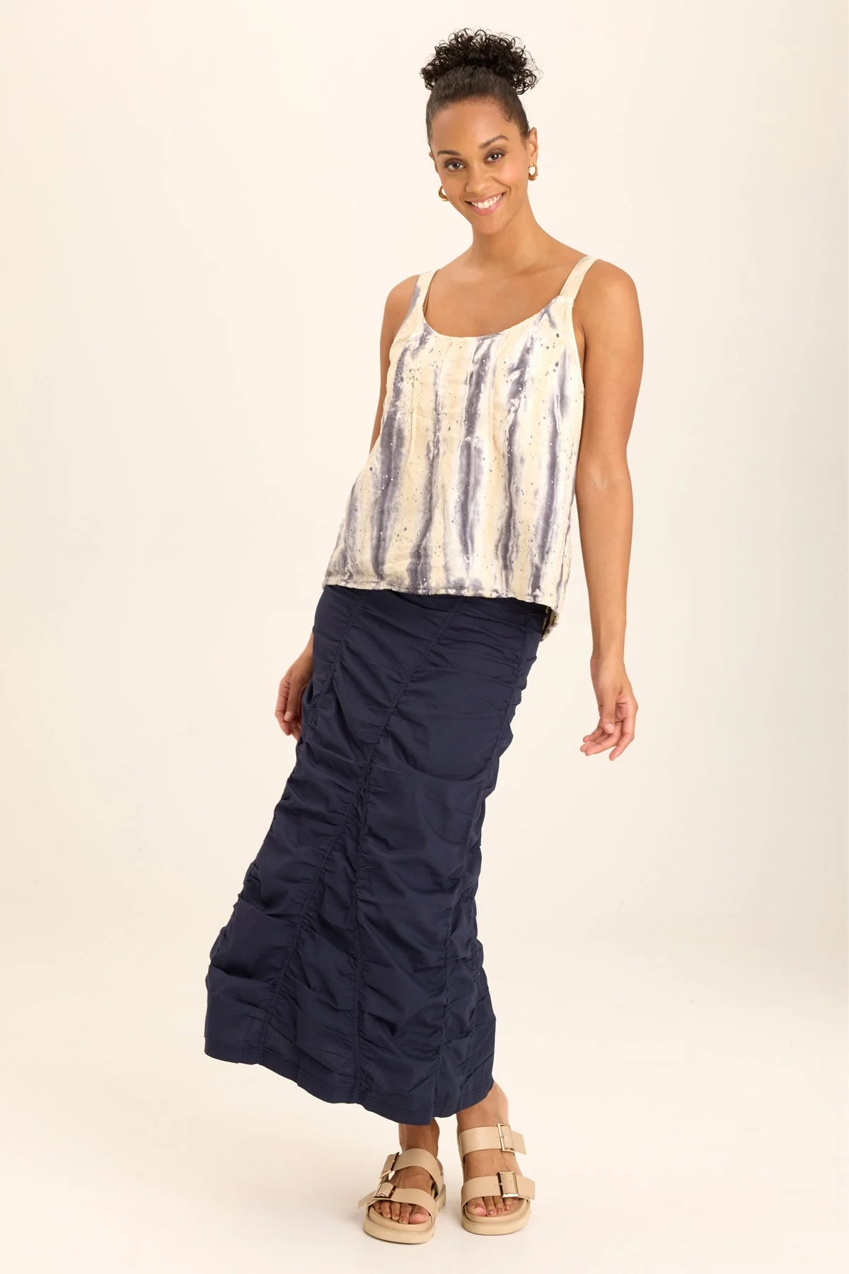 Shawnie Linen Billowy Pintuck Tank - Shopern