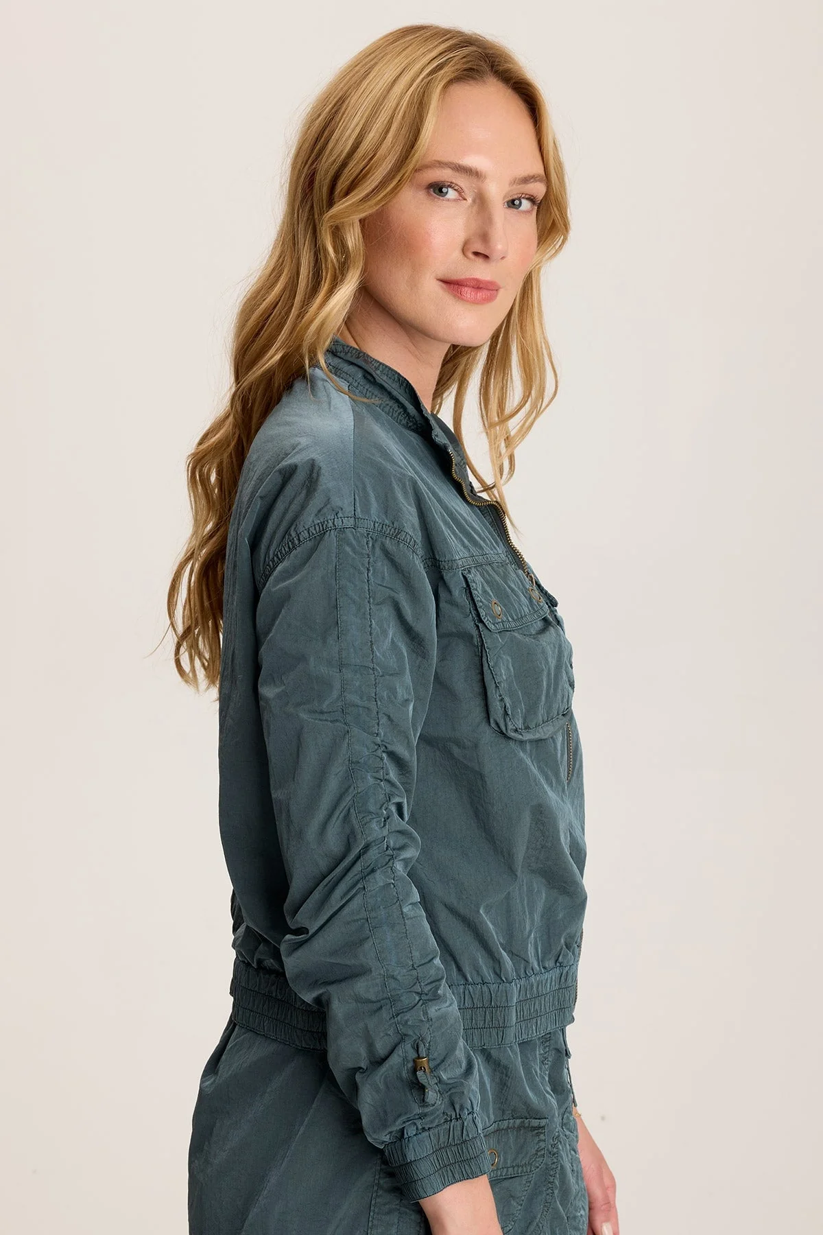 Burris Ruched Athletic Bomber Jacket - Shopern