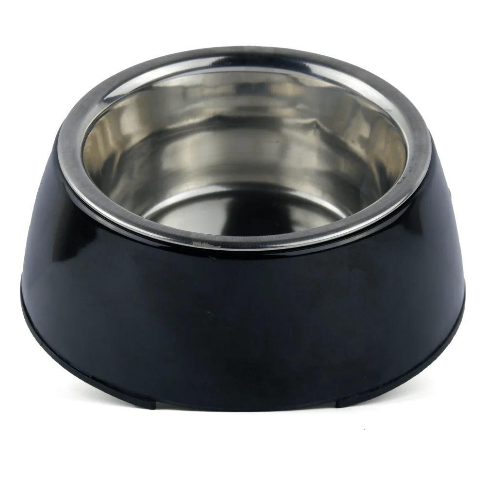 Basil Solid Color Melamine Bowl for Dogs and Cats (Black) - Shopern