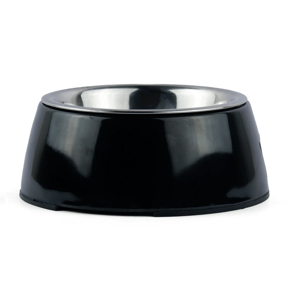 Basil Solid Color Melamine Bowl for Dogs and Cats (Black) - Shopern