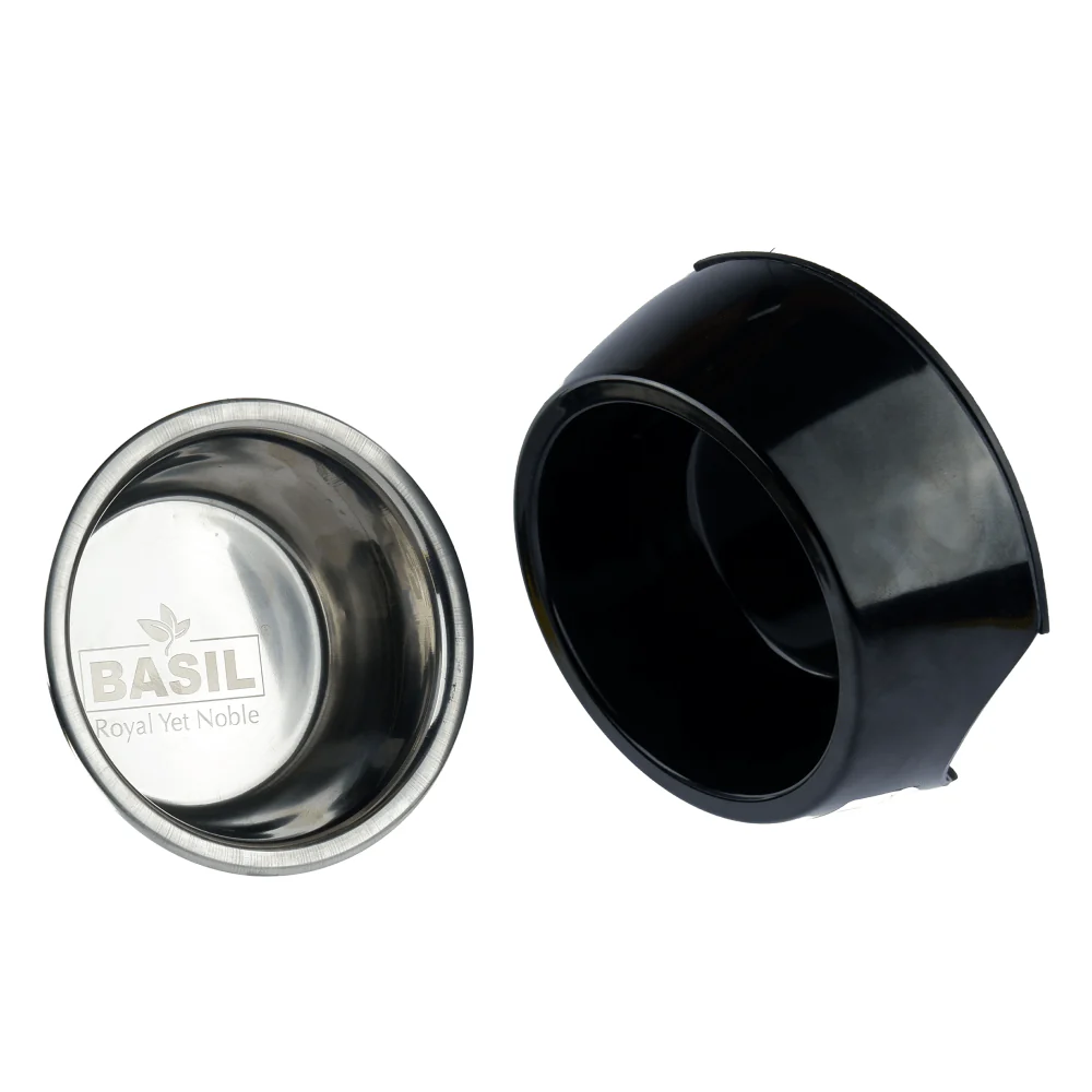 Basil Solid Color Melamine Bowl for Dogs and Cats (Black) - Shopern