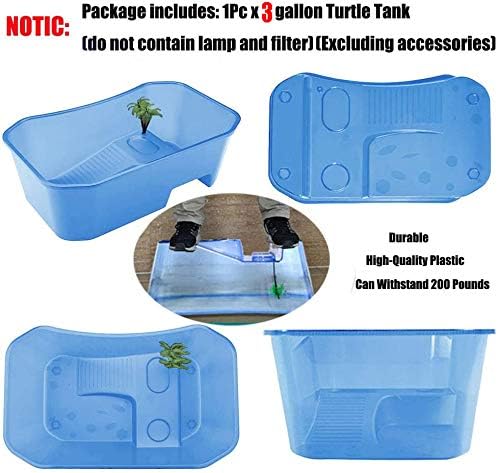 Habitat de reptiles, tortuga Habitat Terrapin Lake Reptile Tanque de acuario con plantas de plataforma (azul) (sin incluir accesorios - Shopern