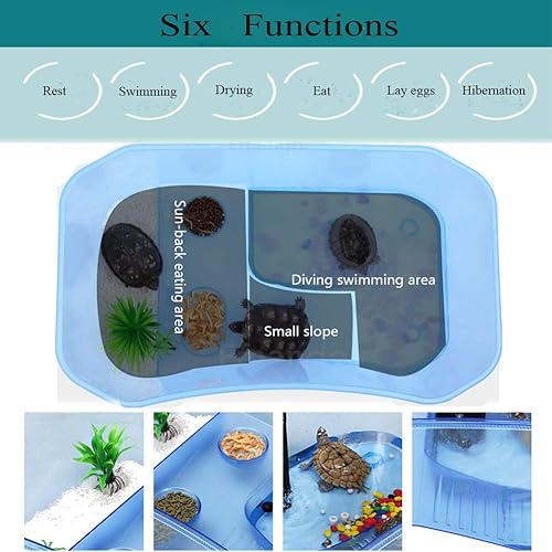 Habitat de reptiles, tortuga Habitat Terrapin Lake Reptile Tanque de acuario con plantas de plataforma (azul) (sin incluir accesorios - Shopern
