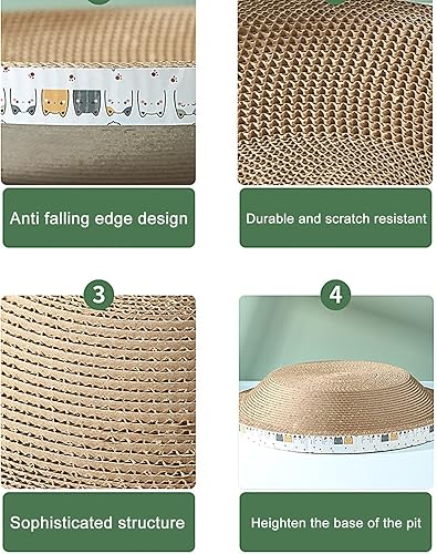 Almohadilla para rascar Gato, Rascador para en Forma de Cuenco de Alta Densidad para rascar Postes y Muebles, Muebles para Rascadores para de Interior Que Duermen - Shopern