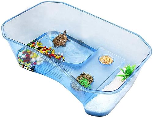 Habitat de reptiles, tortuga Habitat Terrapin Lake Reptile Tanque de acuario con plantas de plataforma (azul) (sin incluir accesorios - Shopern
